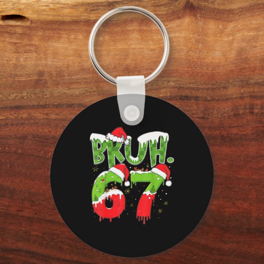 67 Meme Six Seven Bruh Funny Number Christmas  キーホルダー (正面)
