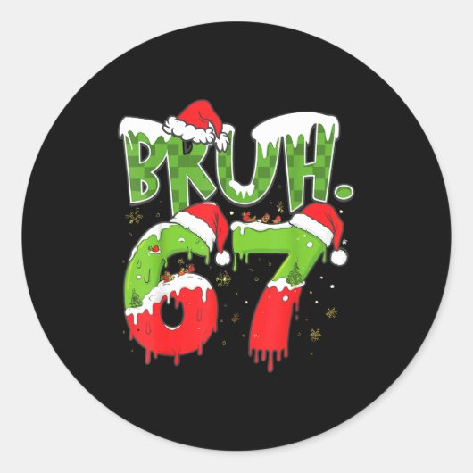 67 Meme Six Seven Bruh Funny Number Christmas  ラウンドシール (正面)