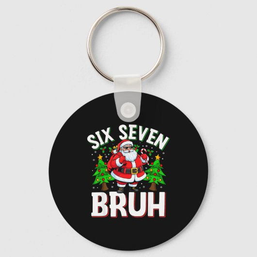 67 Meme Six Seven Bruh Santa Funny Christmas Kids  キーホルダー (正面)