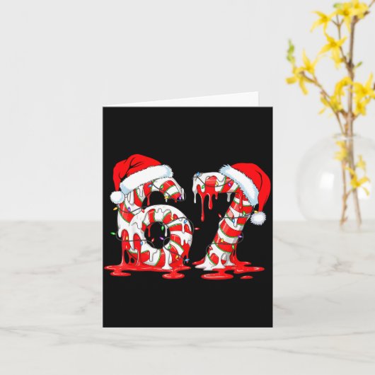 67 Meme Six Seven Candy Canes Drip Christmas Pajam カード (黄色い花)