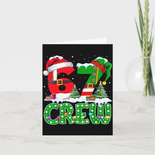 67 Meme Six Seven Christmas Crew Xmas Lights Famil カード (正面)