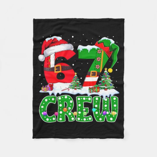 67 Meme Six Seven Christmas Crew Xmas Lights Famil フリースブランケット (正面)