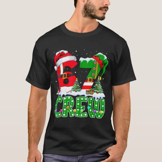 67 Meme Six Seven Christmas Crew Xmas Lights Famil Tシャツ (正面)