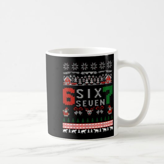67 Meme Six Seven Christmas Ugly Sweater For Kids  コーヒーマグカップ (右)