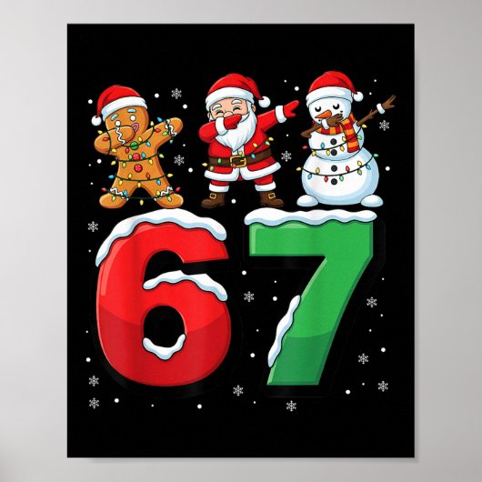 67 Meme Six Seven Dabbing Santa 6 7 Funny Christma ポスター (正面)