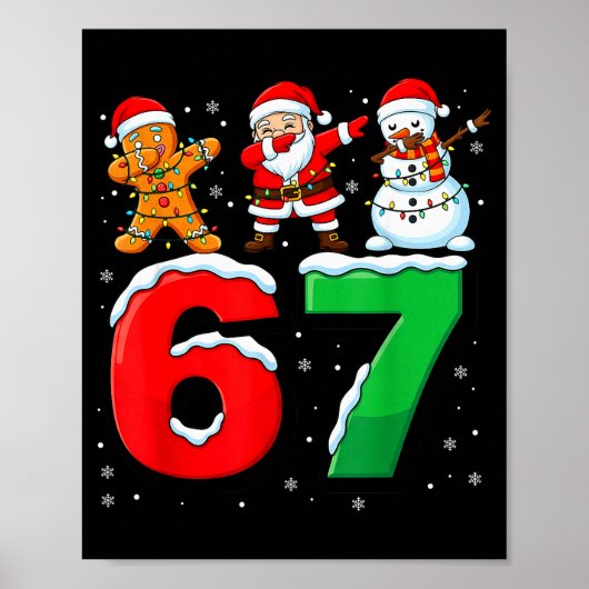 67 Meme Six Seven Dabbing Santa 6 7 Funny Christma ポスター (正面)