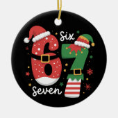 67 Meme Six Seven Elf Christmas Santa Hat セラミックオーナメント (正面)