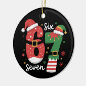 67 Meme Six Seven Elf Christmas Santa Hat セラミックオーナメント (左)
