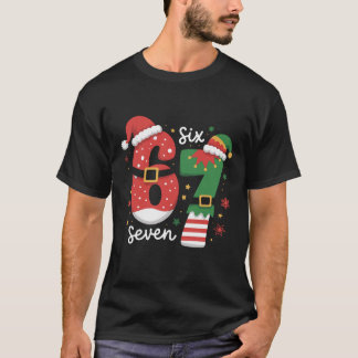 67 Meme Six Seven Elf Christmas Santa Hat Tシャツ