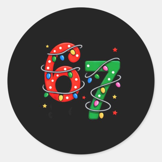 67 Meme Six Seven Funny Christmas Pajamas Boys Gir ラウンドシール (正面)