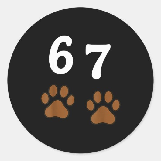 67 Meme Six Seven Funny Dog Paw ラウンドシール (正面)