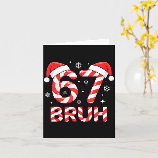 67 Meme Six Seven Memes Candy Cane Christmas Boys  カード (黄色い花)