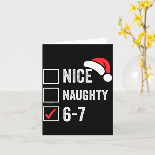 67 Meme Six Seven Nice Naughty Christmas For Men W カード (黄色い花)