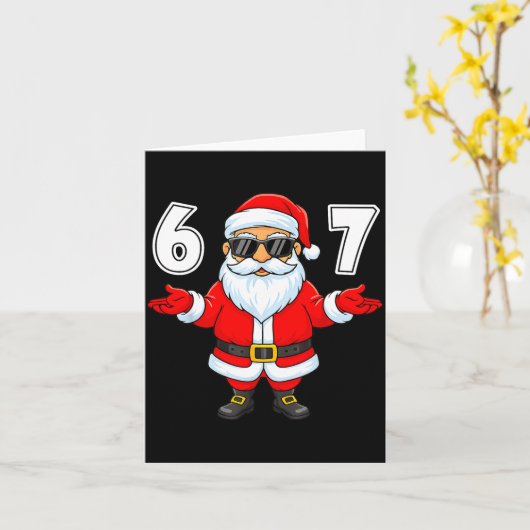 67 Meme Six Seven Number 6 7 Funny Santa Xmas Chri カード (黄色い花)