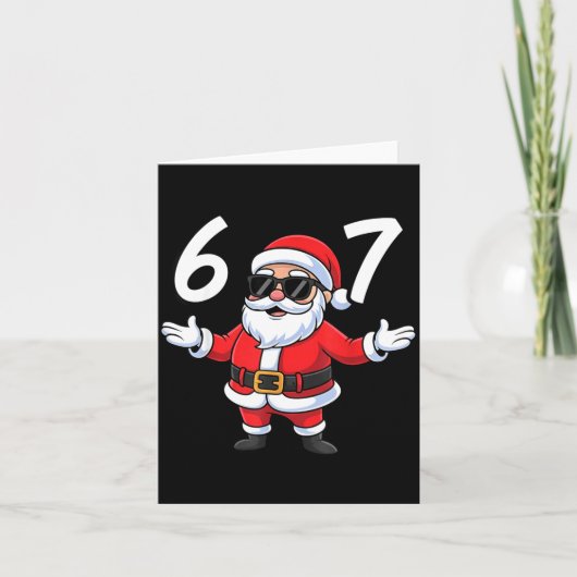67 Meme Six Seven Number 6 7 Santa Xmas Christmas カード (正面)