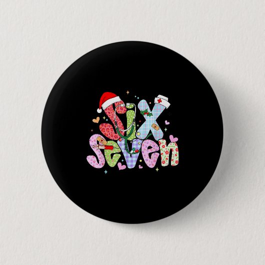 67 Meme Six Seven Nurse Christmas Funny Nursing Wo 缶バッジ (正面)