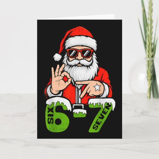 67 Meme Six Seven Santa Funny Christmas Gen Z Alph カード (正面)