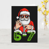 67 Meme Six Seven Santa Funny Christmas Gen Z Alph カード (黄色い花)