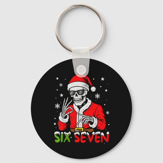 67 Meme Six Seven Skeleton Santa Funny Christmas G キーホルダー (正面)