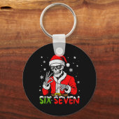 67 Meme Six Seven Skeleton Santa Funny Christmas G キーホルダー (正面)