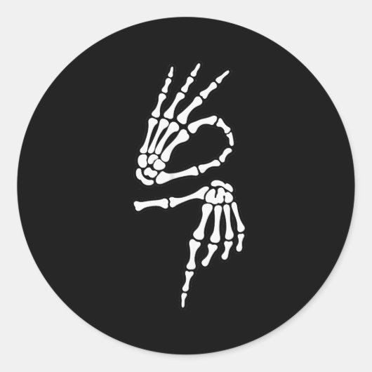 67 Meme Skeleton Hand 6 7 Halloween Six Seven ラウンドシール (正面)