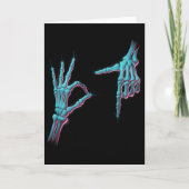 67 Meme Skeleton Hand 6 7 Halloween Six Seven Funn カード (正面)