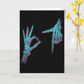 67 Meme Skeleton Hand 6 7 Halloween Six Seven Funn カード (黄色い花)