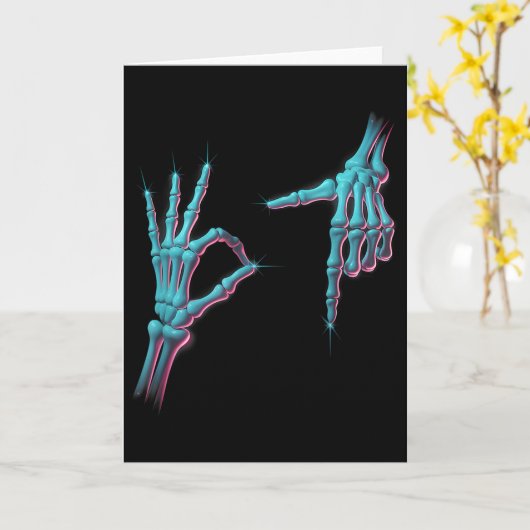 67 Meme Skeleton Hand 6 7 Halloween Six Seven Funn カード (黄色い花)