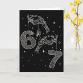 67 Meme Skeleton Hand Funny Halloween Six Seven Te カード (黄色い花)