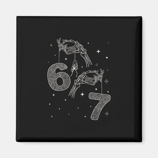 67 Meme Skeleton Hand Funny Halloween Six Seven Te マグネット (正面)
