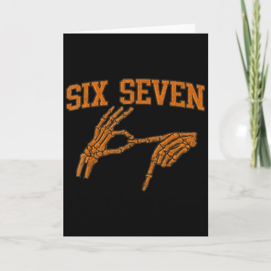 67 Meme Skeleton Hand Halloween Haunted 6 7 Six Se カード (正面)