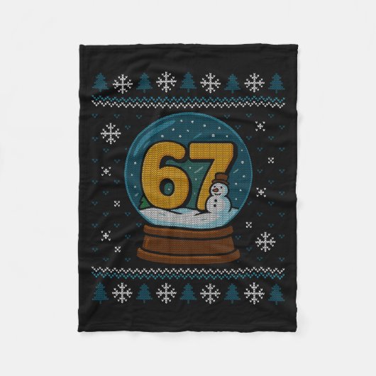 67 Meme Snow Globe Christmas Ugly Sweater Xmas Cel フリースブランケット (正面)