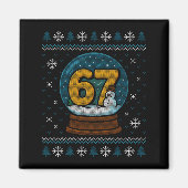 67 Meme Snow Globe Christmas Ugly Sweater Xmas Cel マグネット (正面)