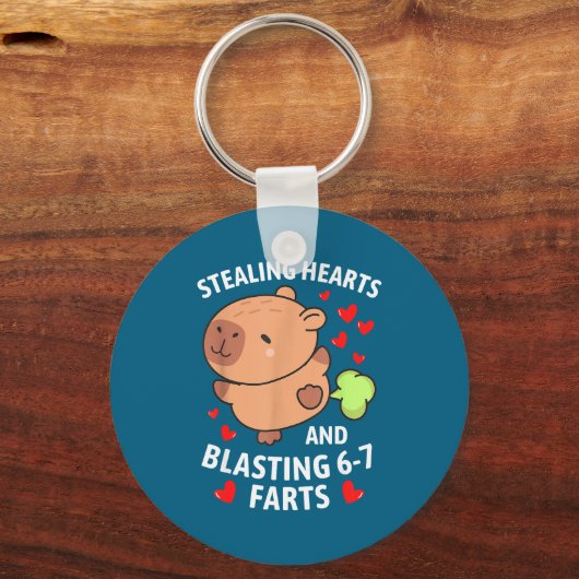 67 Meme Stealing Hearts Valentine's Day Capybara K キーホルダー (正面)