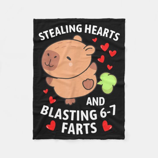 67 Meme Stealing Hearts Valentine's Day Capybara K フリースブランケット (正面)