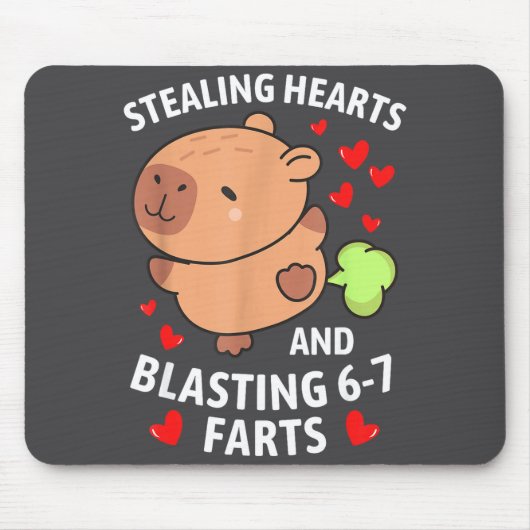 67 Meme Stealing Hearts Valentine's Day Capybara K マウスパッド (正面)
