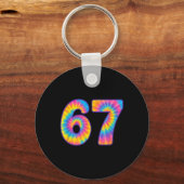 67 Meme Tie Dye Retro Six Seven  キーホルダー (正面)
