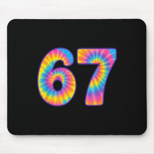 67 Meme Tie Dye Retro Six Seven マウスパッド (正面)