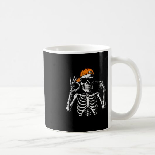67 Meme Trendy Skeleton Halloween Funny Six Seven  コーヒーマグカップ (右)