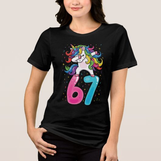 67 Meme Unicorn for Girls Six Seven Gen Alpha トライブレンドＴシャツ (正面)