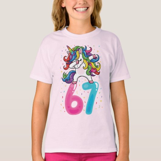 67 Meme Unicorn for Girls Six Seven Gen Alpha Tシャツ (正面)