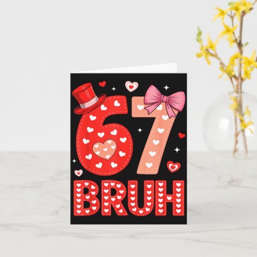 67 Meme Valentines Day Funny Six Seven Bruh Gen Al カード (黄色い花)