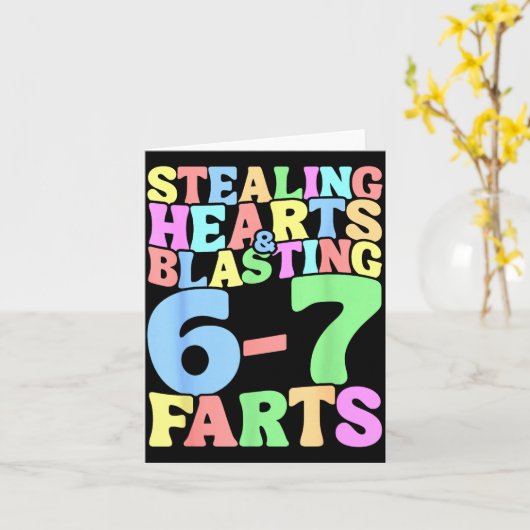 67 Meme Valentine's Day Six Seven 6-7 Funny Steali カード (黄色い花)