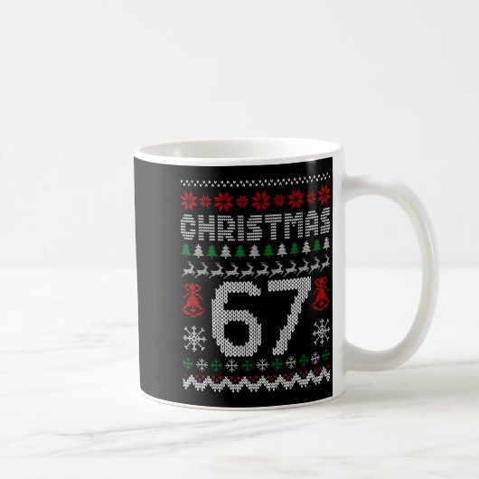 67 Meme Xmas Gen Alpha Fun Six Seven Ugly Christma コーヒーマグカップ (右)