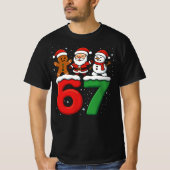 67 Meme Xmas Six Seven Santa Snowman Christmas Tシャツ (正面)