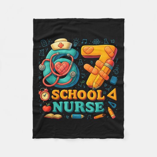 67 Nurse Days Funny Medical Back To School フリースブランケット (正面)
