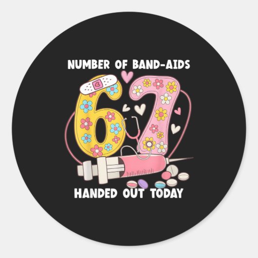 67 Nurse Meme Funny Six Seven Nursing Medical Scho ラウンドシール (正面)