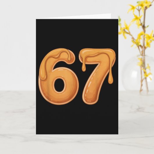 67 Pancake Meme Funny Six Seven Slang  カード (黄色い花)