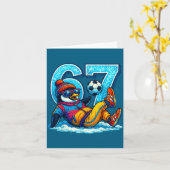 67 Penguin Soccer Funny Winter Meme Gift  カード (黄色い花)