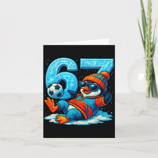 67 Penguin Soccer Funny Winter Meme Gift カード (正面)
